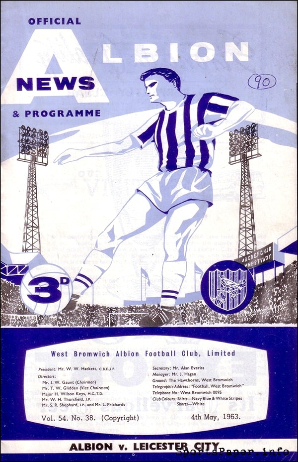 English Football Program: West Bromwich Albion vs. Leicester City (May 4, 1963)