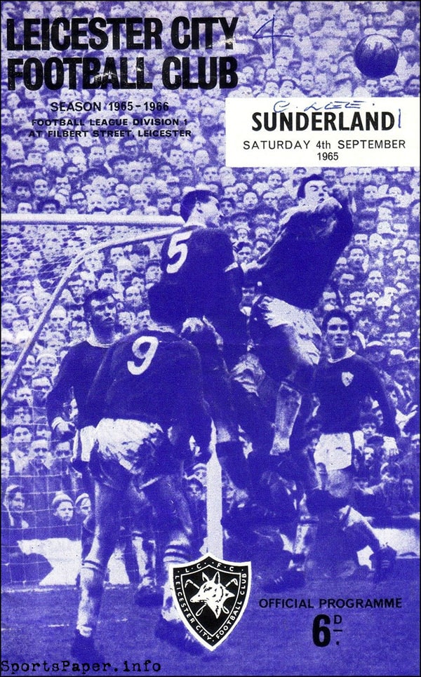 English Football Program: Leicester City vs. Sunderland (September 4, 1965)