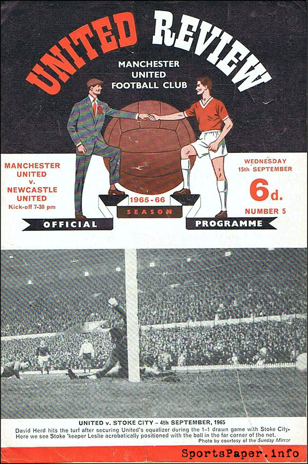 English Football Program: Manchester United vs. Newcastle United (September 15, 1965)