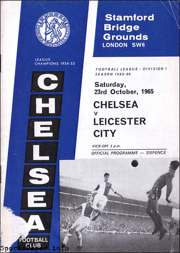 English Football Program: Chelsea vs. Leicester City (October 23, 1965)