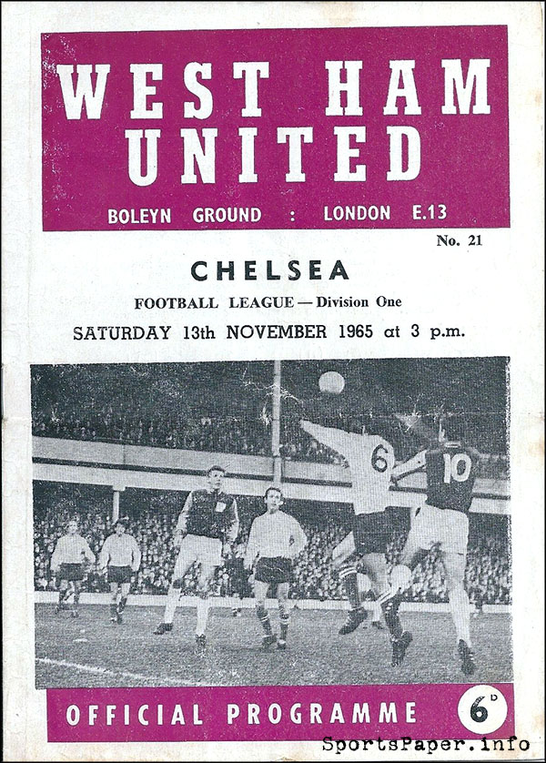English Football Program: West Ham United vs. Chelsea (November 13, 1965)