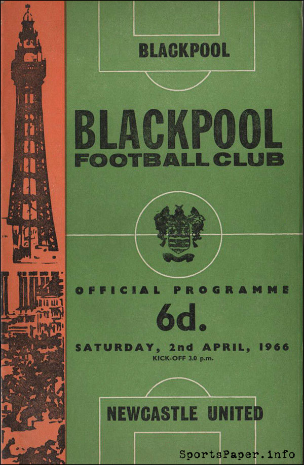 English Football Program: Blackpool vs. Newcastle United (April 2, 1966)
