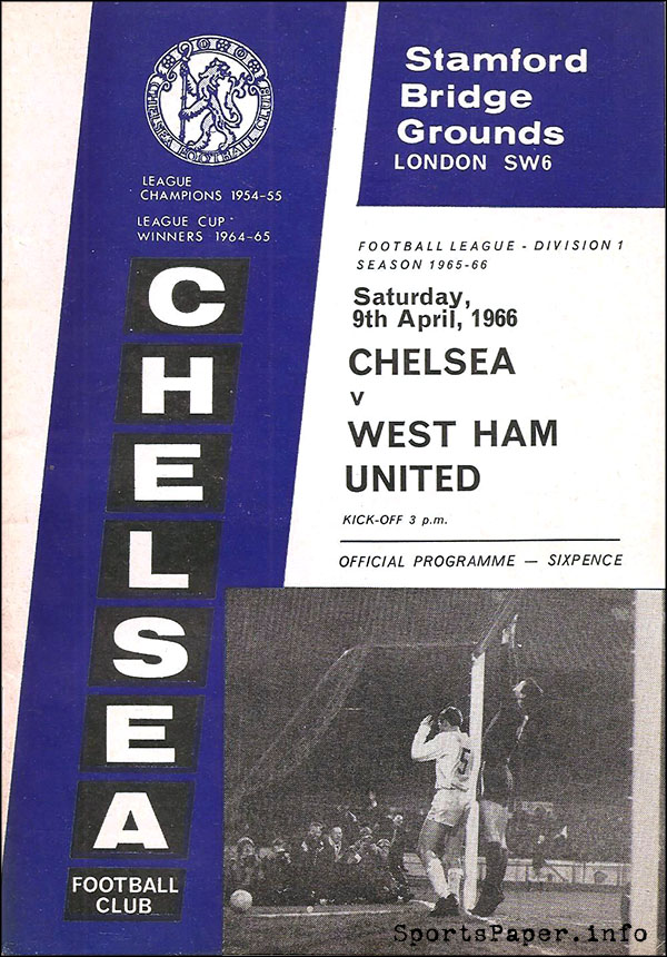 English Football Program: Chelsea vs. West Ham United (April 9, 1966)