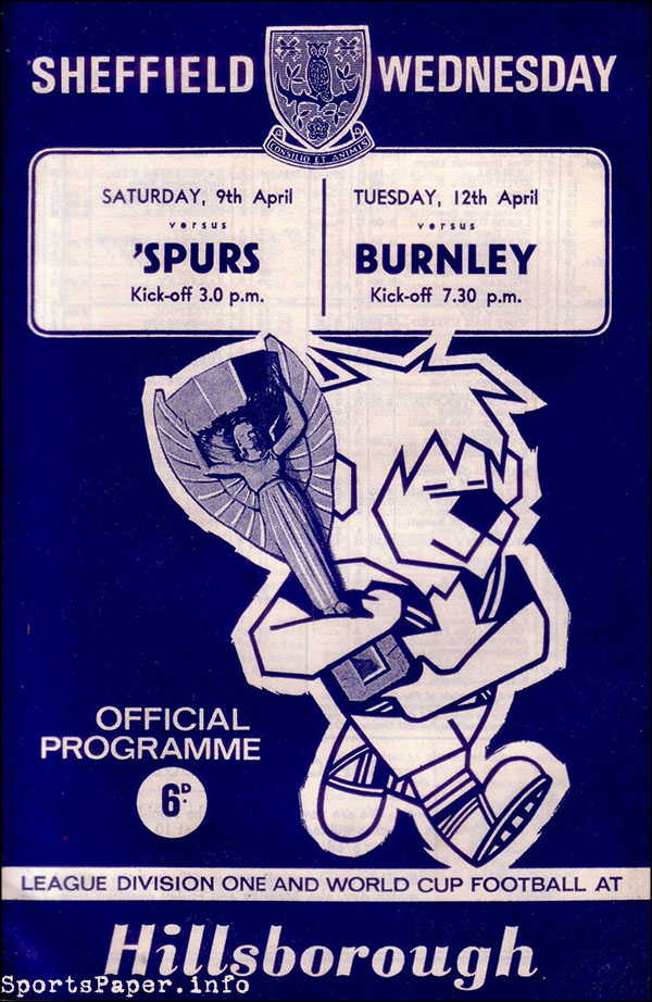English Football Program: Sheffield Wednesday vs. Burnley (April 12, 1966)