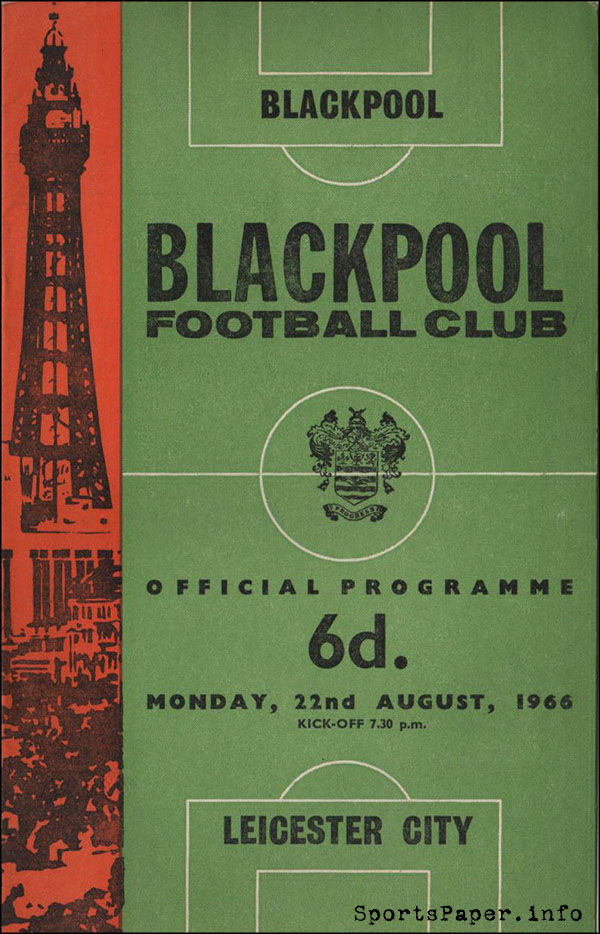 English Football Program: Blackpool vs. Leicester City (August 22, 1966)