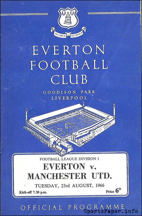 English Football Program: Everton vs. Manchester United (August 23, 1966)