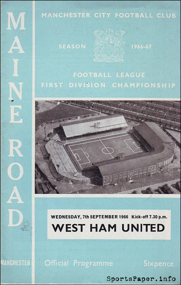 English Football Program: Manchester City vs. West Ham United (September 7, 1966)