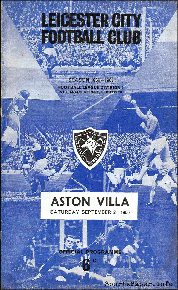 English Football Program: Leicester City vs. Aston Villa (September 24, 1966)