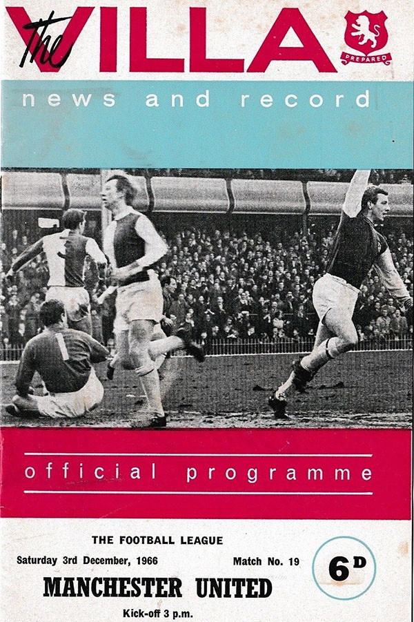 English Football Program: Aston Villa vs. Manchester United (December 3, 1966)