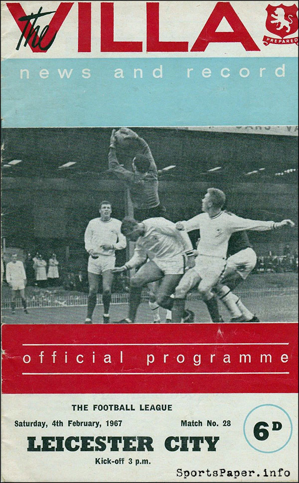 English Football Program: Aston Villa vs. Leicester City (February 4, 1967)