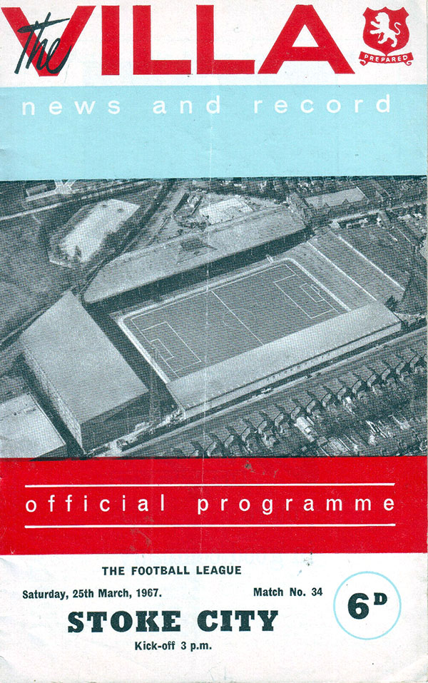 English Football Program: Aston Villa vs. Stoke City (March 25, 1967)