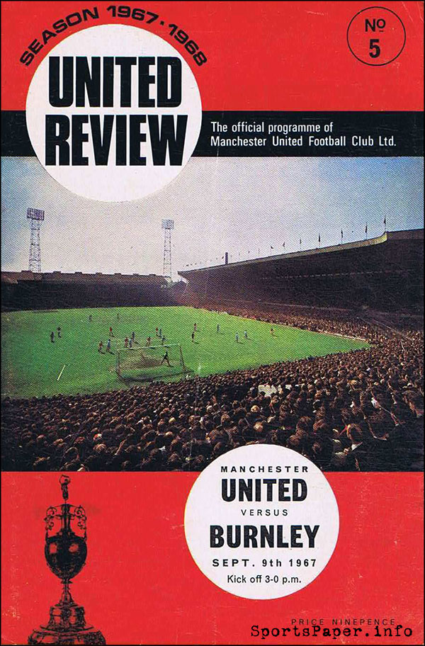 English Football Program: Manchester United vs. Burnley (September 9, 1967)
