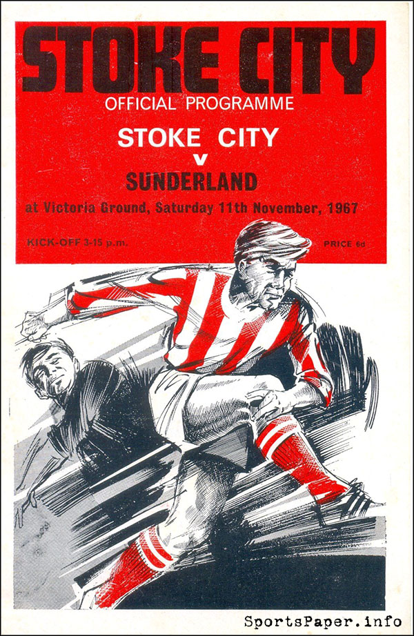 English Football Program: Stoke City vs. Sunderland (November 11, 1967)