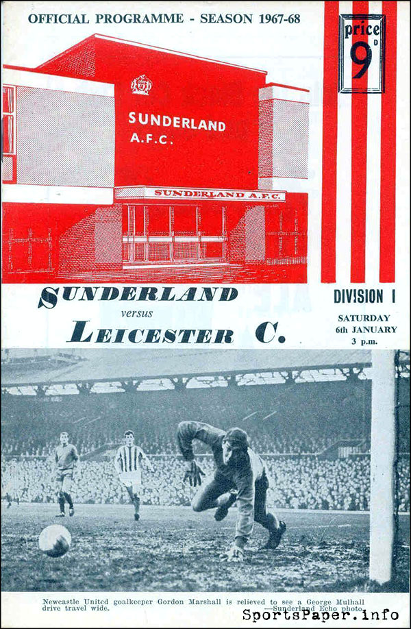 English Football Program: Sunderland vs. Leicester City (January 6, 1968)