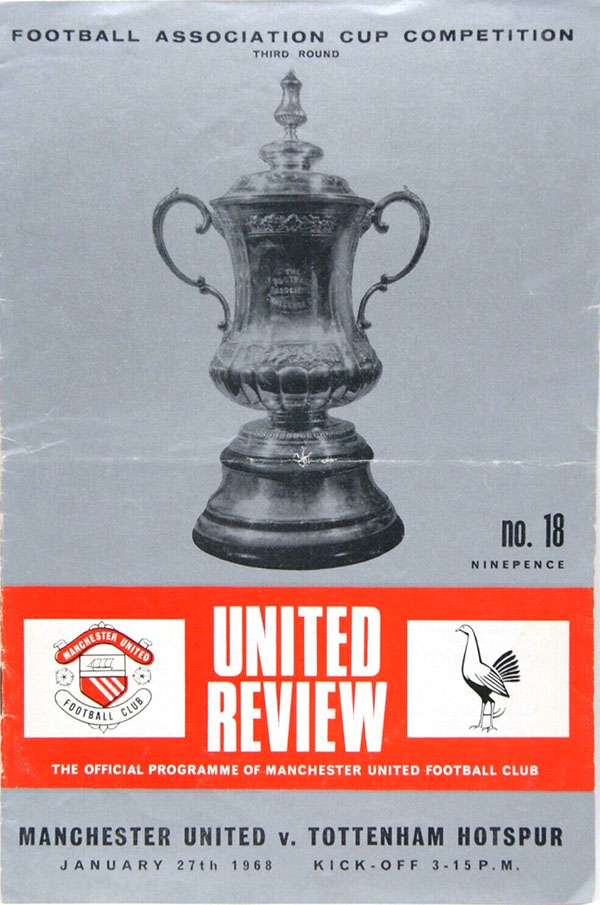 English Football Program: Manchester United vs. Tottenham Hotspur (January 27, 1968)