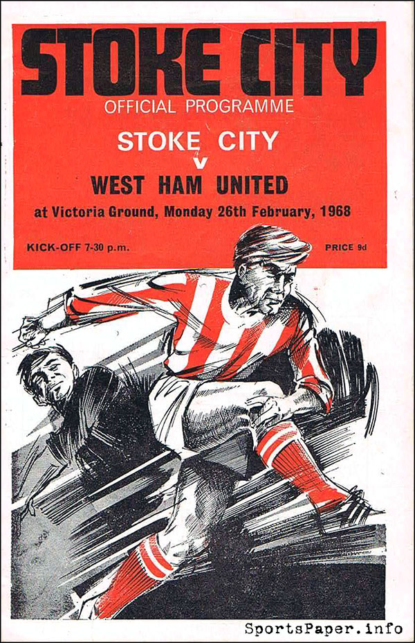 English Football Program: Stoke City vs. West Ham United (February 26, 1968)