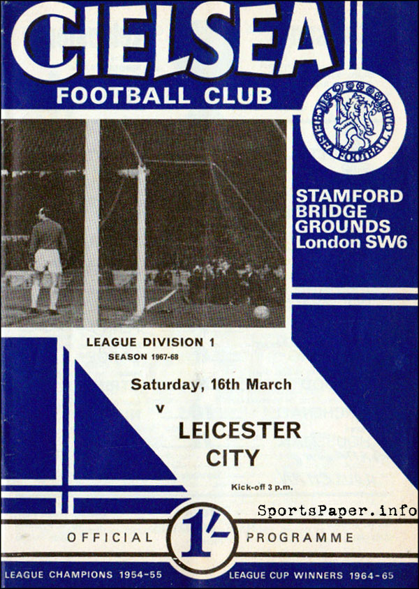 English Football Program: Chelsea vs. Leicester City (March 16, 1968)
