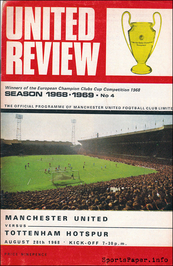 English Football Program: Manchester United vs. Tottenham Hotspur (August 28, 1968)