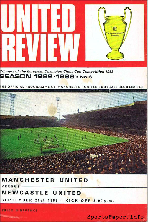 English Football Program: Manchester United vs. Newcastle United (September 21, 1968)