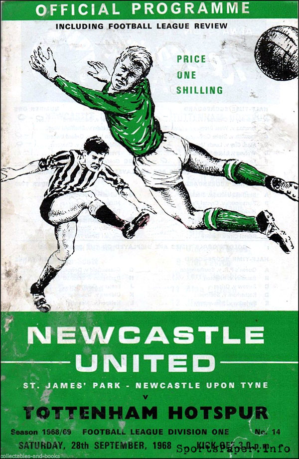 English Football Program: Newcastle United vs. Tottenham Hotspur (September 28, 1968)