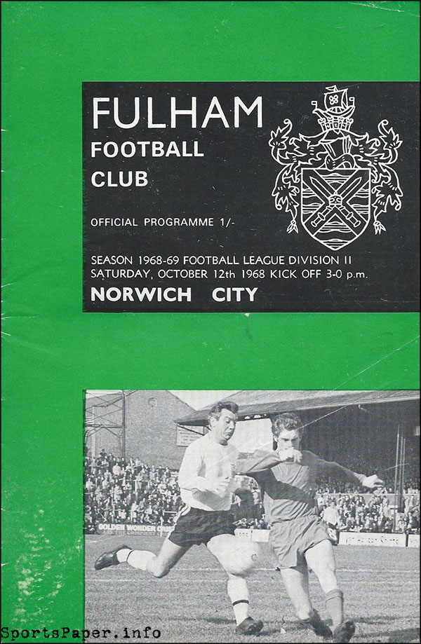 English Football Program: Fulham vs. Norwich City (October 12, 1968)
