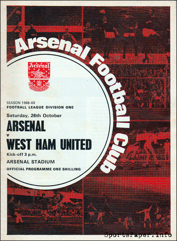 English Football Program: Arsenal vs. West Ham United (October 26, 1968)