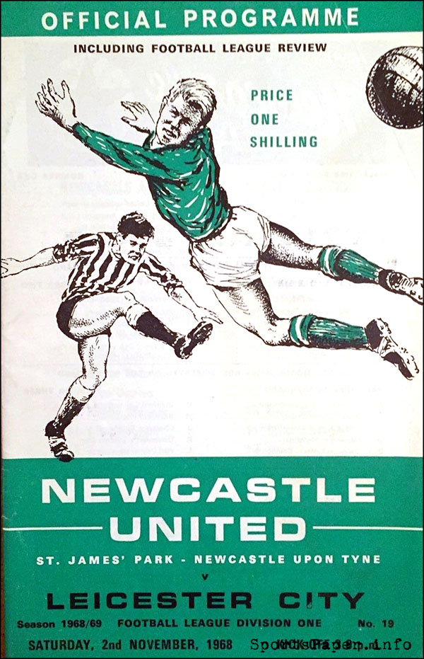 English Football Program: Newcastle United vs. Leicester City (November 2, 1968)