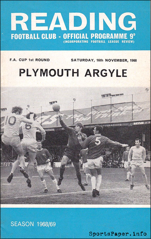English Football Program: Reading vs. Plymouth Argyle (November 16, 1968)