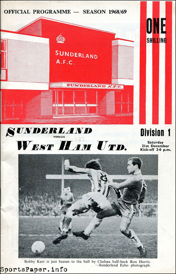 English Football Program: Sunderland vs. West Ham United (December 21, 1968)