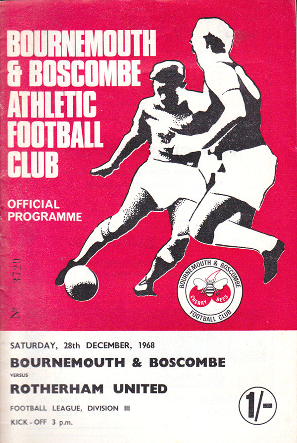 English Football Program: Bournemouth & Boscombe Athletic vs. Rotherham United (December 28, 1968)