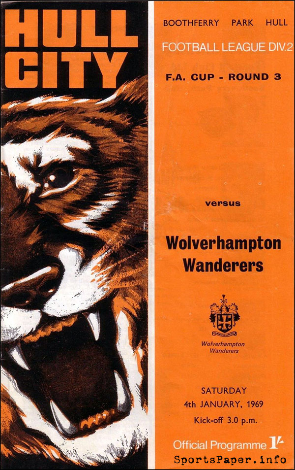 English Football Program: Hull City vs. Wolverhampton Wanderers (January 4, 1969)