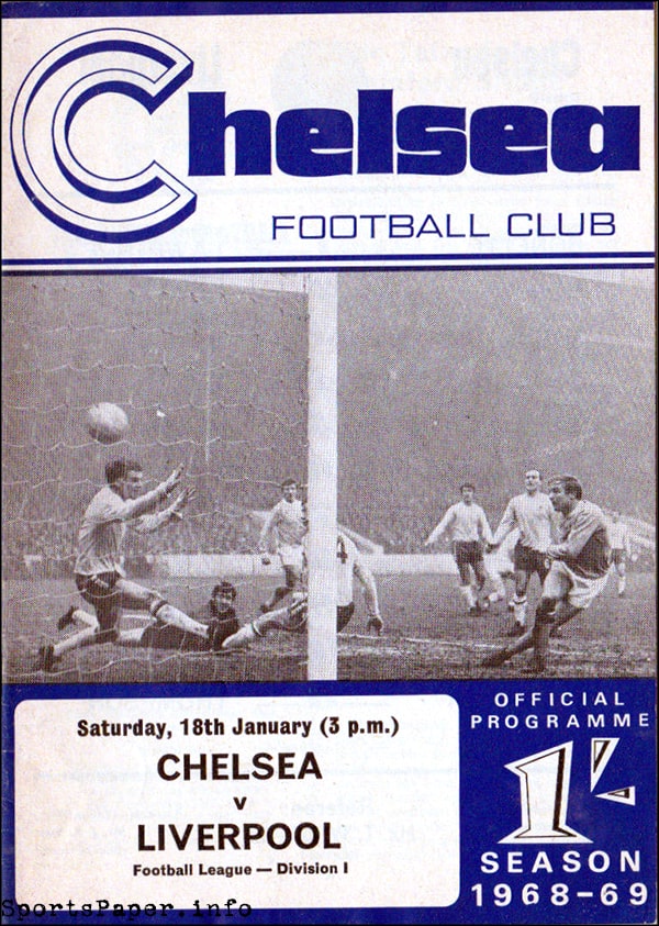English Football Program: Chelsea vs. Liverpool (January 18, 1969)