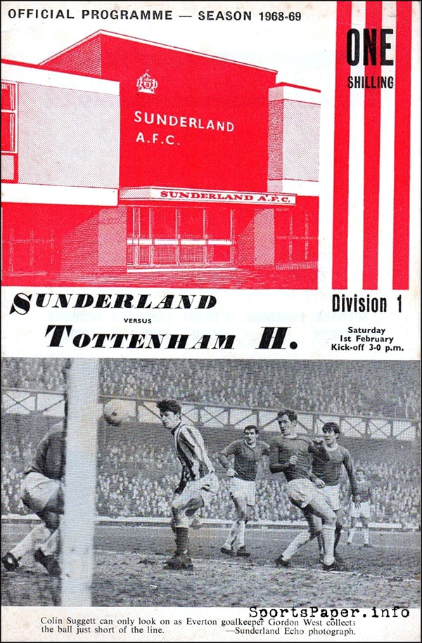 English Football Program: Sunderland vs. Tottenham Hotspur (February 1, 1969)