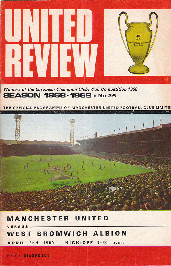 English Football Program: Manchester United vs. West Bromwich Albion (April 2, 1969)