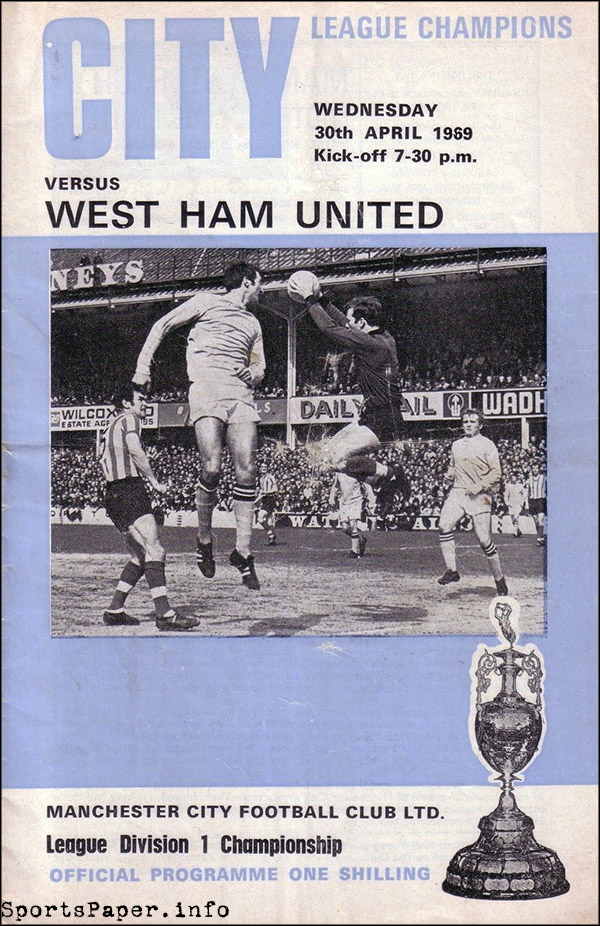 English Football Program: Manchester City vs. West Ham United (April 30, 1969)