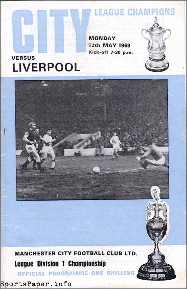 English Football Program: Manchester City vs. Liverpool (May 12, 1969)