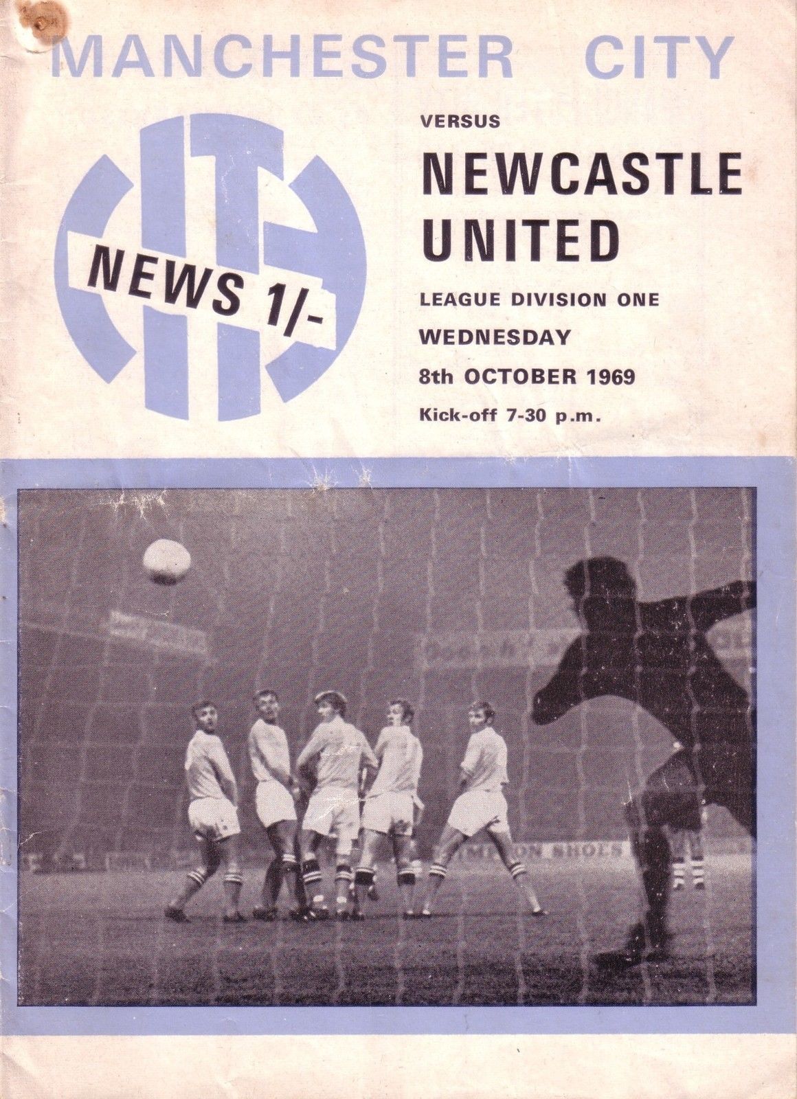 English Football Program: Manchester City vs. Newcastle United (October 8, 1970)