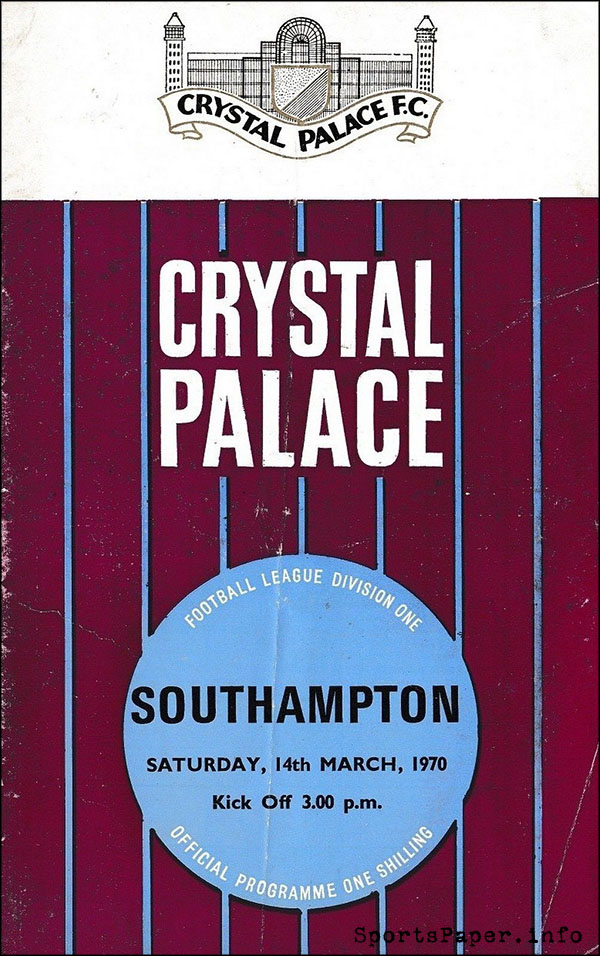 English Football Program: Crystal Palace vs. Southampton (March 14, 1970)