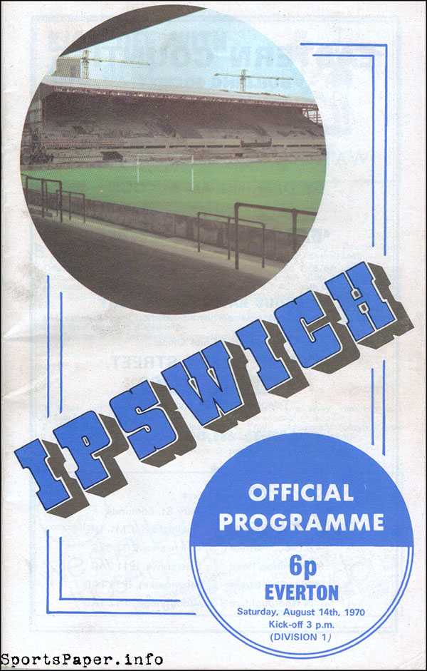 English Football Program: Ipswich Town vs. Everton (August 14, 1970)
