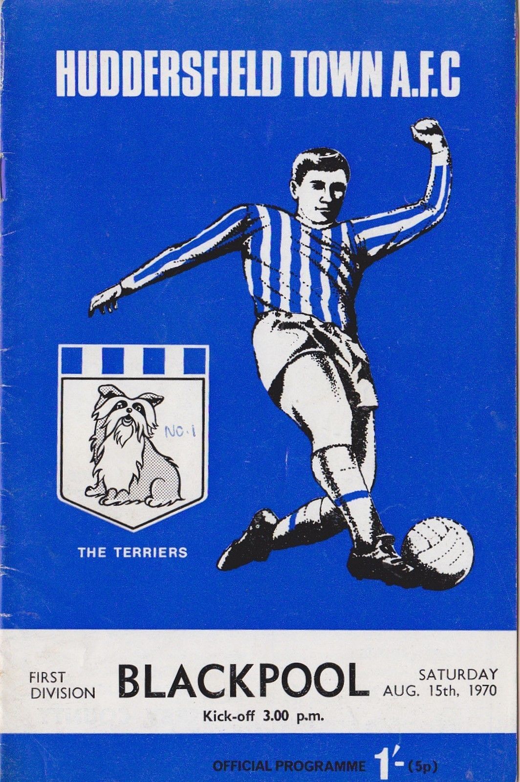 English Football Program: Huddersfield Town vs. Blackpool (August 15, 1970)