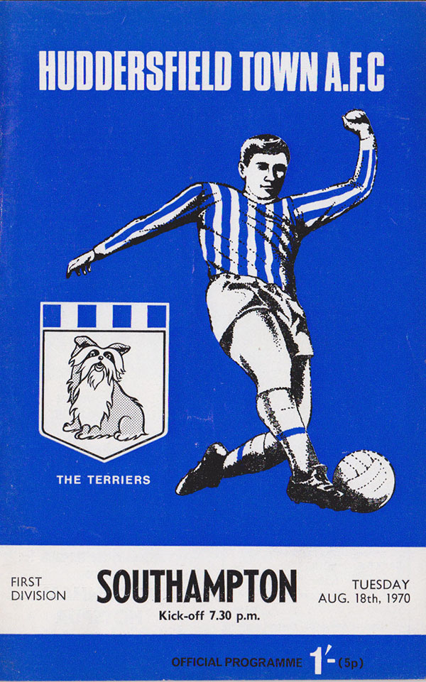 English Football Program: Huddersfield Town vs. Southampton (August 18, 1970)