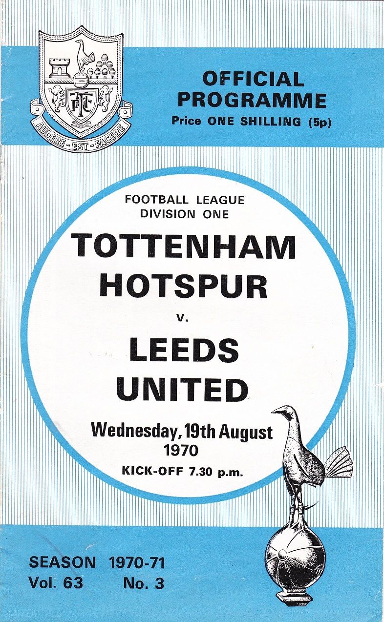 English Football Program: Tottenham Hotspur vs. Leeds United (August 19, 1970)