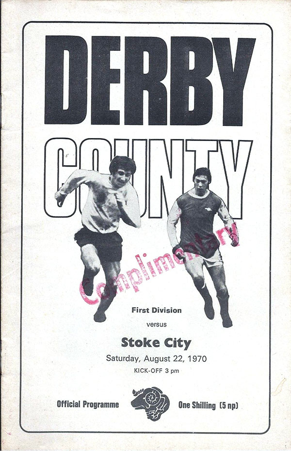 English Football Program: Derby County vs. Stoke City (August 22, 1970)