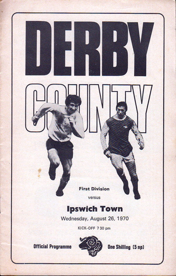 English Football Program: Derby County vs. Ipswich Town (August 26, 1970)