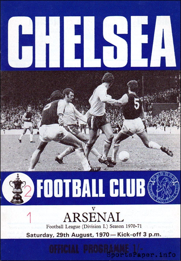 English Football Program: Chelsea vs. Arsenal (August 29, 1970)
