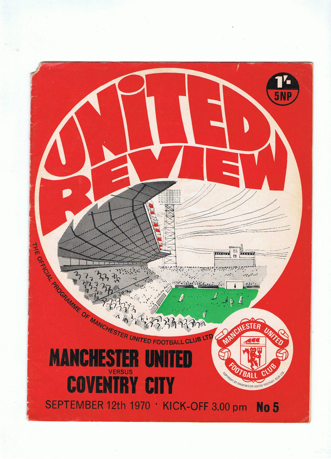 English Football Program: Manchester United vs. Coventry City (September 12, 1970)