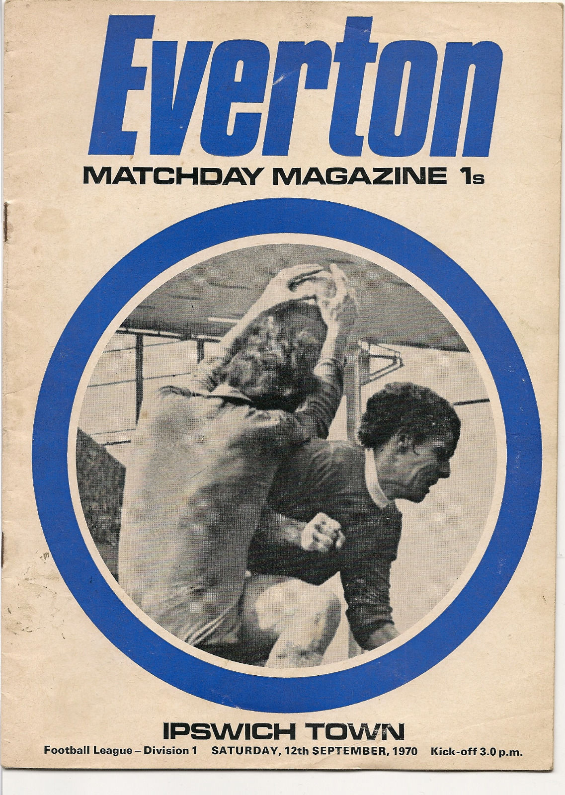 English Football Program: Everton vs. Ipswich Town (September 12, 1970)