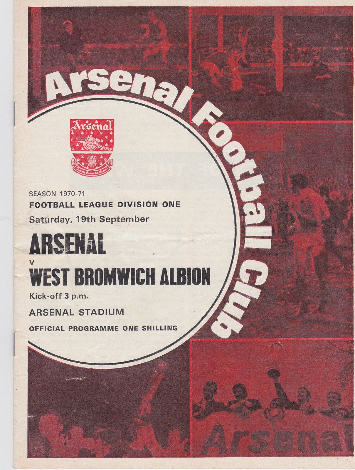 English Football Program: Arsenal vs. West Bromwich Albion (September 19, 1970)