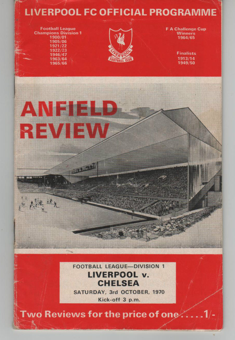 English Football Program: Liverpool vs. Chelsea (October 3, 1970)
