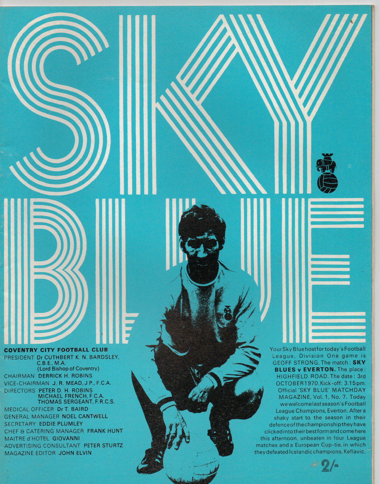 English Football Program: Coventry City vs. Everton (October 3, 1970)